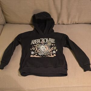 Abercrombie & Fitch Black Crewneck Hoodie with Celestial Graphic
